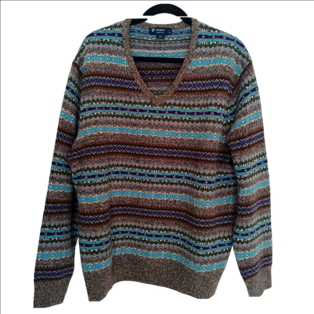 Cremieux Sweater Men's Size XL‎ Collection Stripped 100% Extra Fine Merino Wool